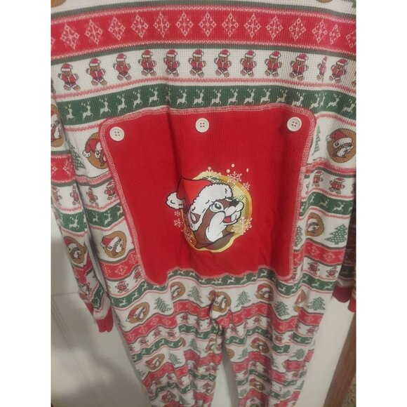 Buc-ees Adult 2X Christmas Pajamas PJ Waffle Knit Zip One Piece Santa Beaver - Picture 11 of 15
